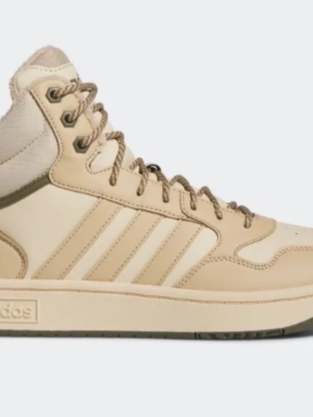 NEW Men's Adidas Hoops 3.0 Winter Mid Magic Sneakers Shoes Fleece Beige 9.5 M